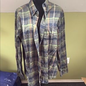 Weatherproof Blue and Green Casual Button Down Shirt